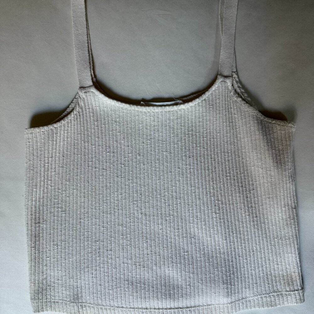MANGO Rib Knit Camisole in Cream
